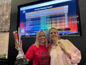 an image showing two women, me and Ana, with me holding a trophy and Ana holding a medal